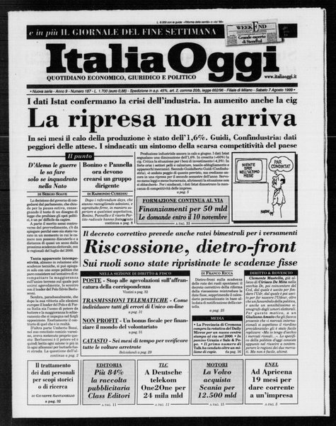 Italia oggi : quotidiano di economia finanza e politica